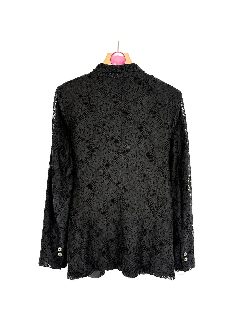 Zara Black Sheer Classy Lace Should Pads Tailored Button Blazer Women's Size L - Picture 3 of 3